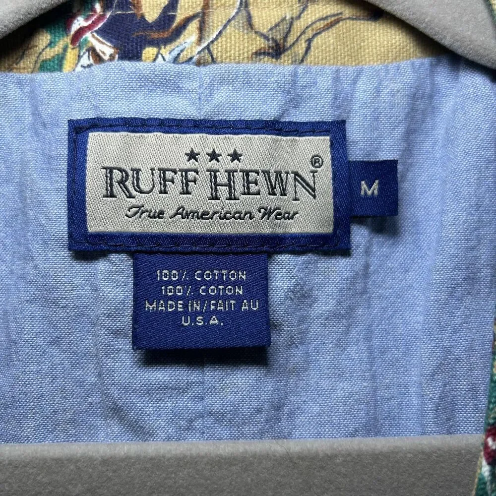 Ruff Hewn Vest Men's Medium Equestrian Horse Racing Print Cotton Lined Made USA